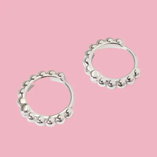 Smooth Beaded Hoop Earrings