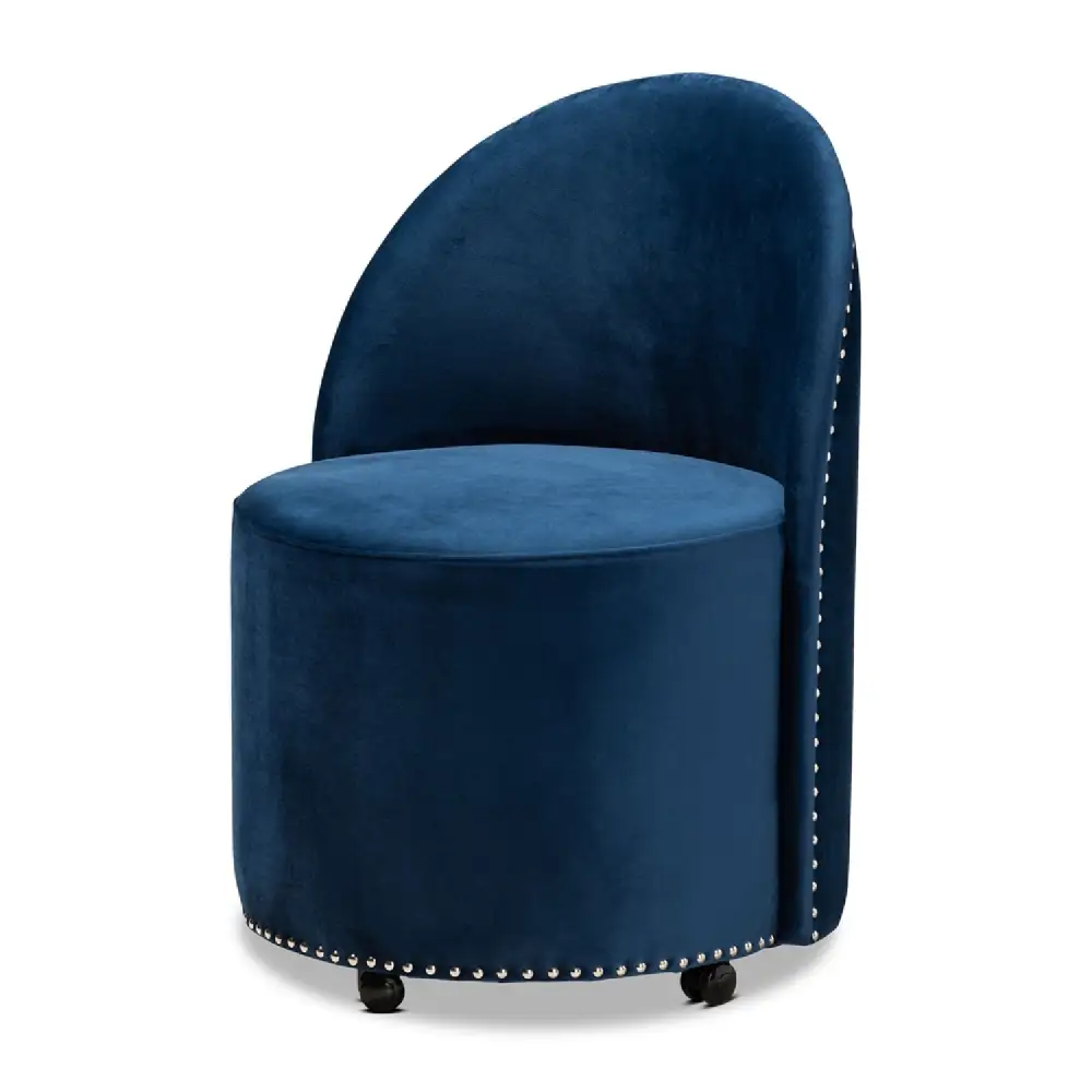 Studded Velvet Rolling Accent Chair
