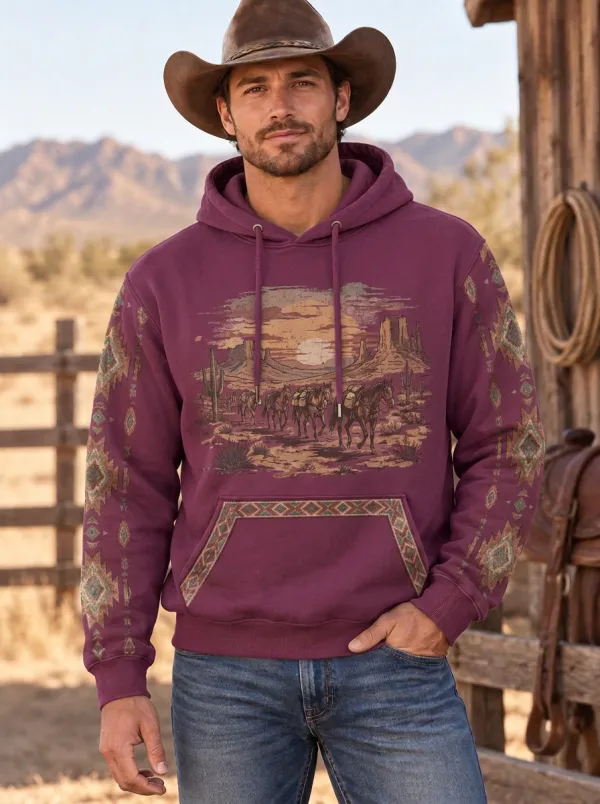 Range Rider Horse Desert Range Look Men's Western Sweatshirt