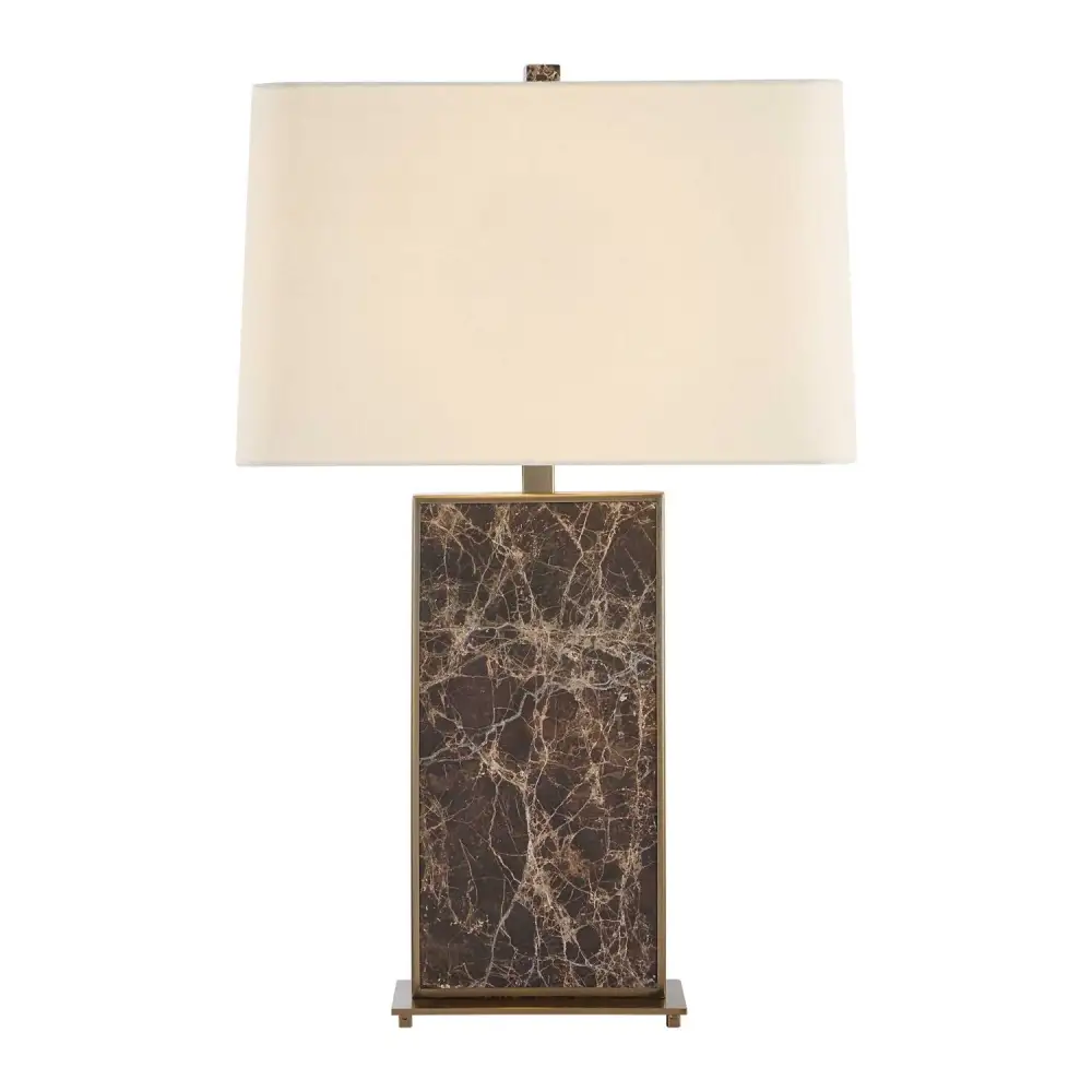 Tapered Marble Metal Brass Table Lamp