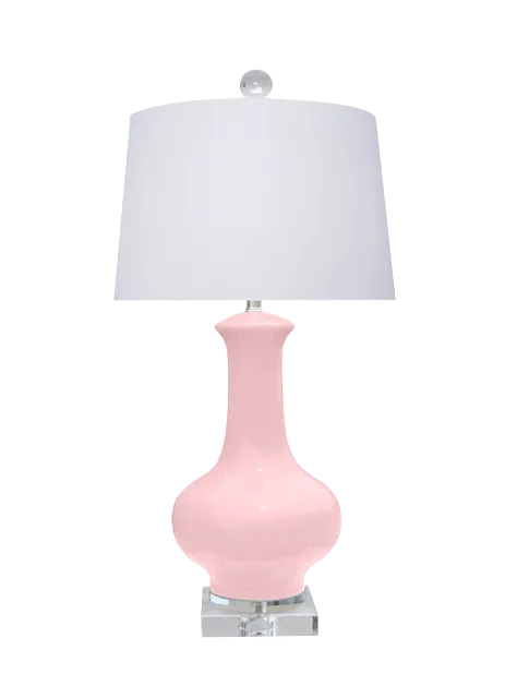Gourd-Form Porcelain Drum-Shade Lamp