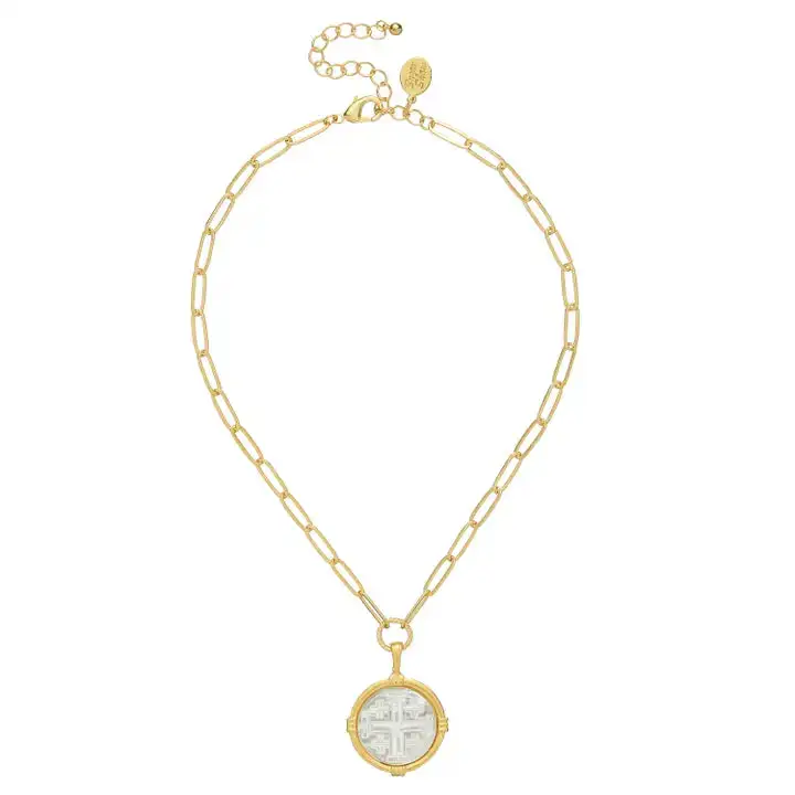 Cross Paperclip Statement Necklace
