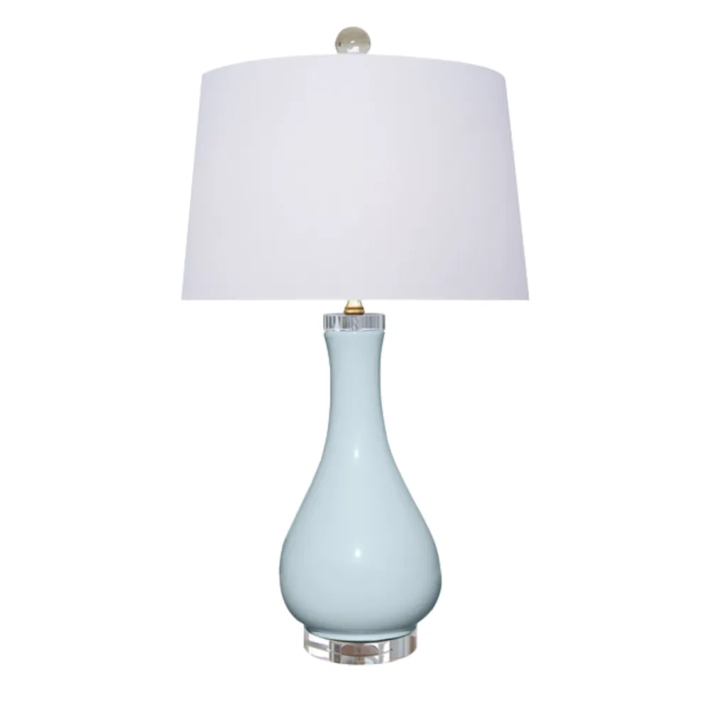 Teardrop Porcelain Drum-Shade Table Lamp