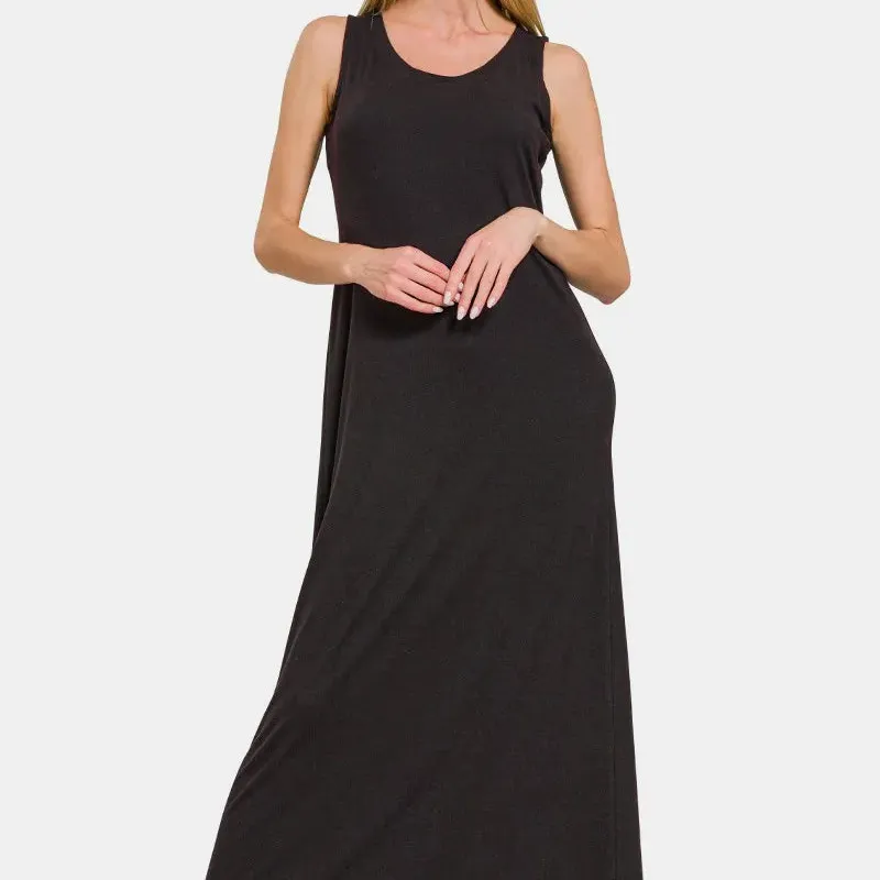 Scoop Neck Wide Strap Tank Dress