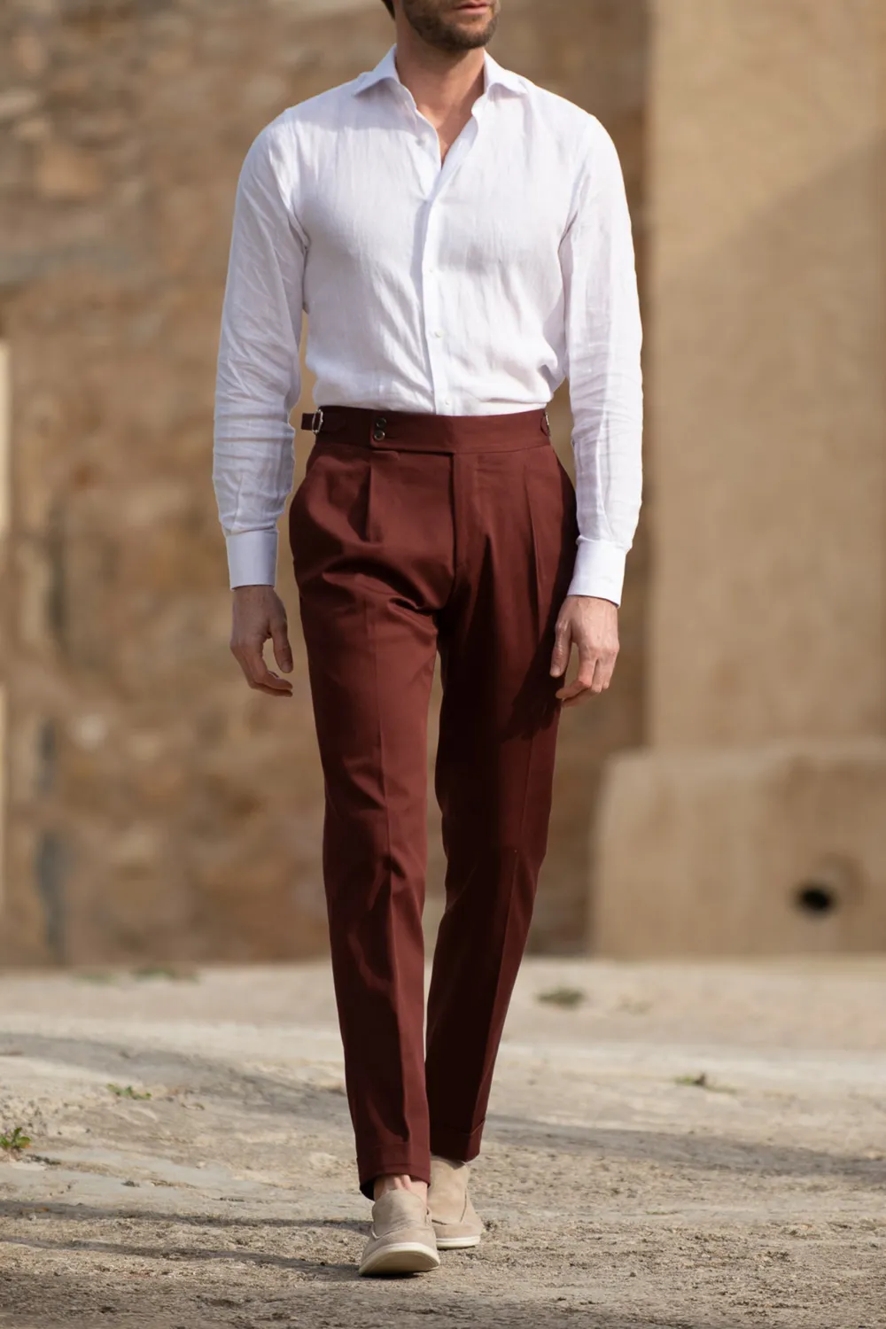 Bordeaux Cotton Trousers Men'S Fashion