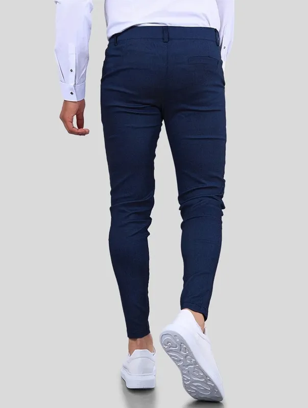 Blue Slim Fit Stretch Pants