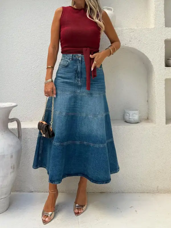 Everyday High-waisted Denim Skirt