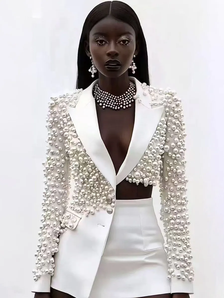 Paloma Beaded Irregular Suit Skirt Set