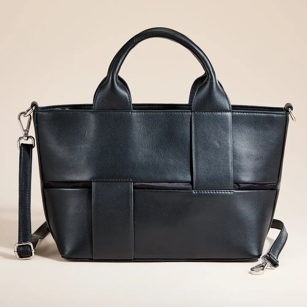 Artisan Leather Woven Tote Bag