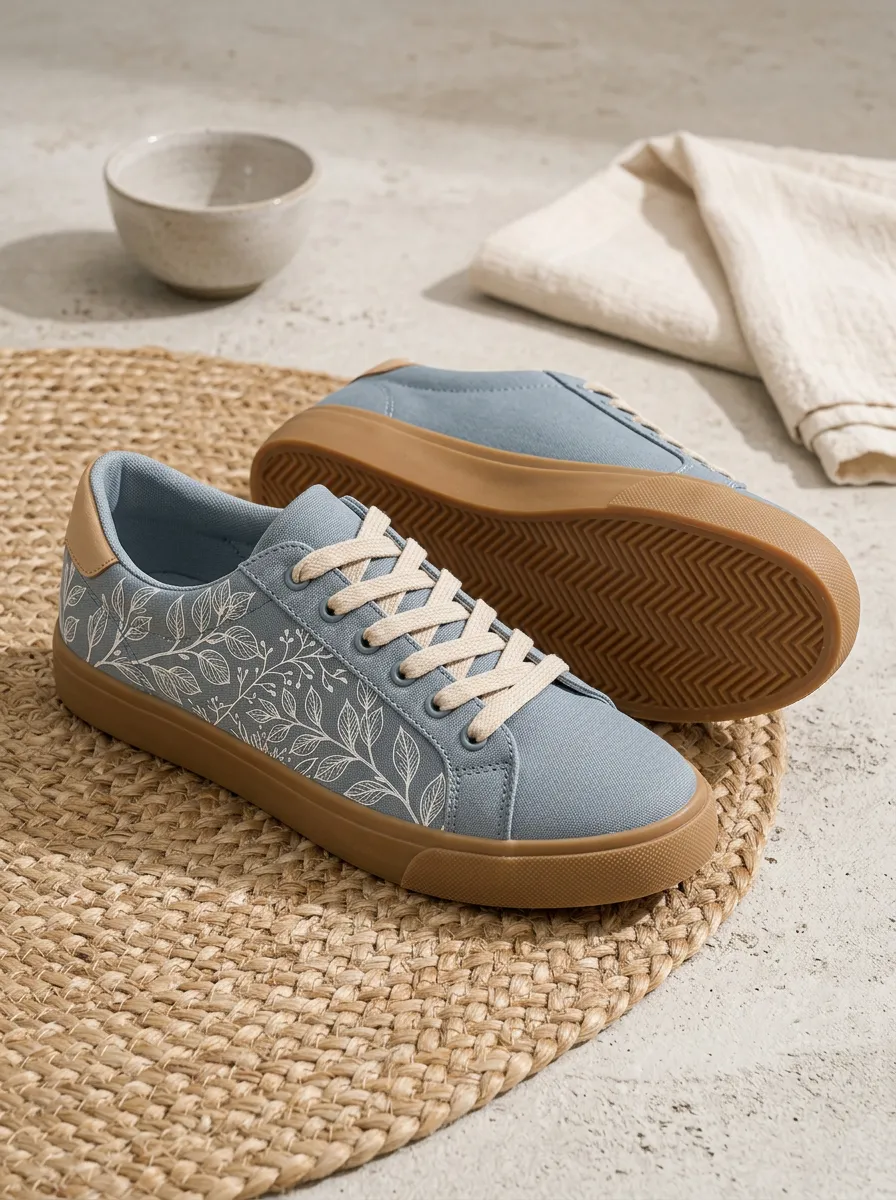Women's Botanical Nature Lover Floral Printed Canvas Sneakers