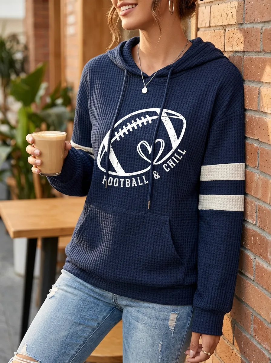 Women's Gridiron Chill Heart Graphic Waffle Hoodie