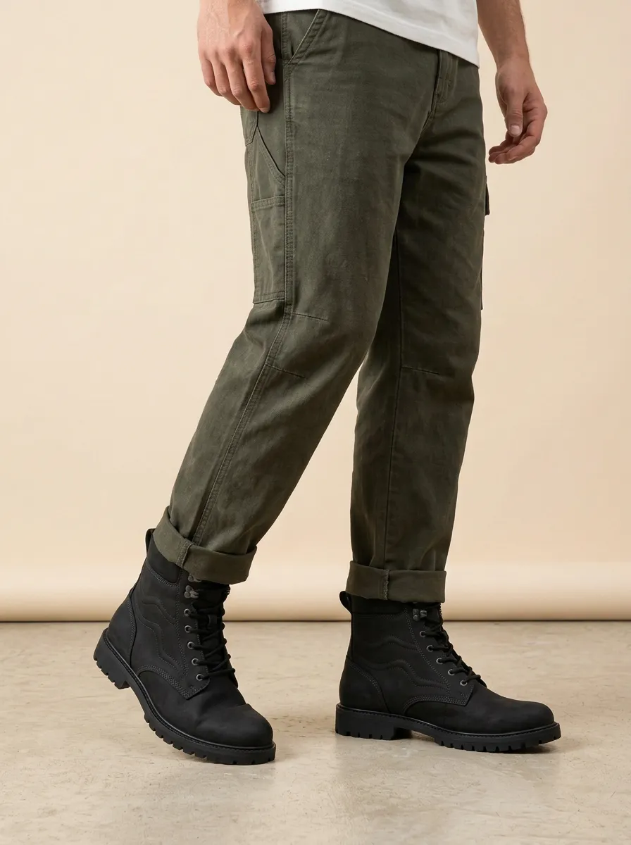 Unisex Wavy Pattern Print Work Boots