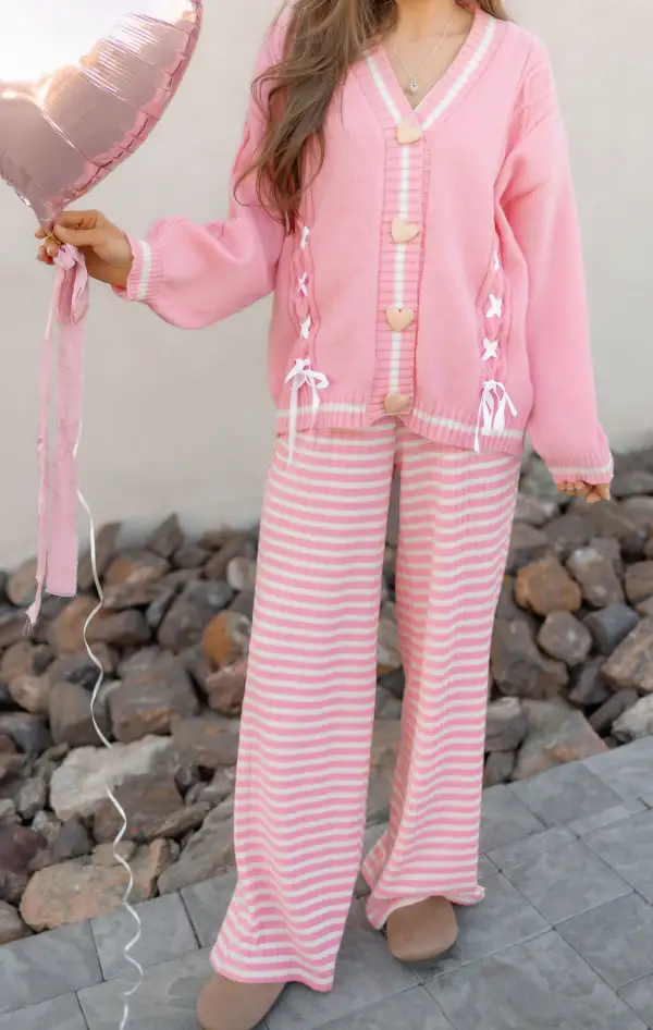 Striped Minimal Wide Leg Pants