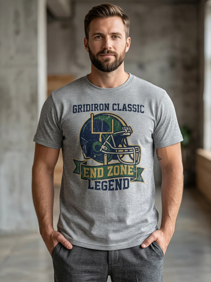 Men's Casual Helmet Football Gridiron Crew Neck Graphic T-Shirt
