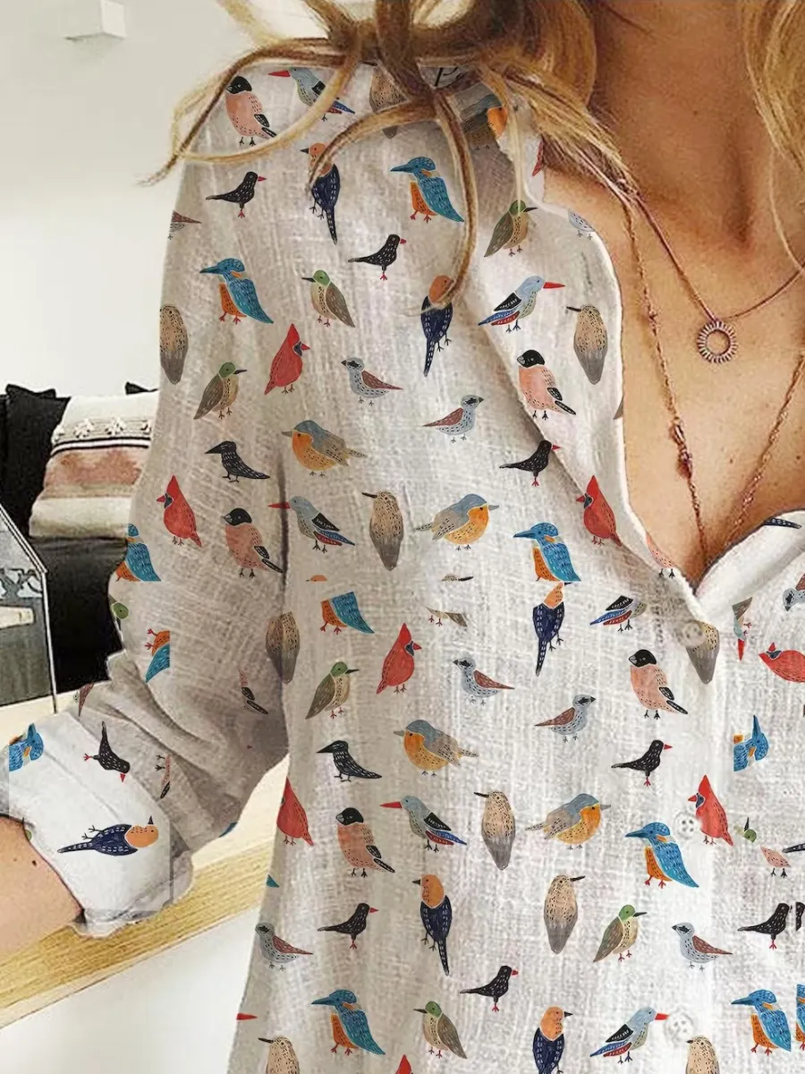Vibrant Hummingbird Print Shirt