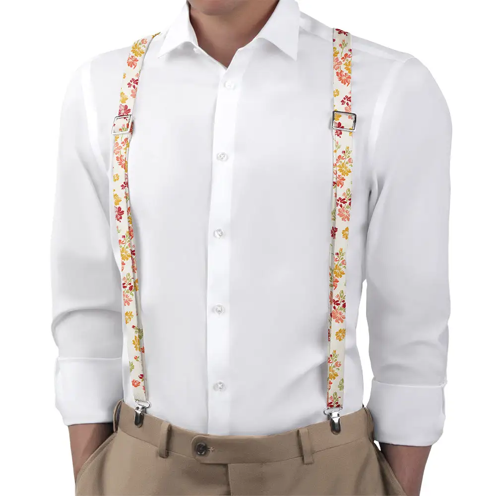Stamped Floral Pattern Suspenders