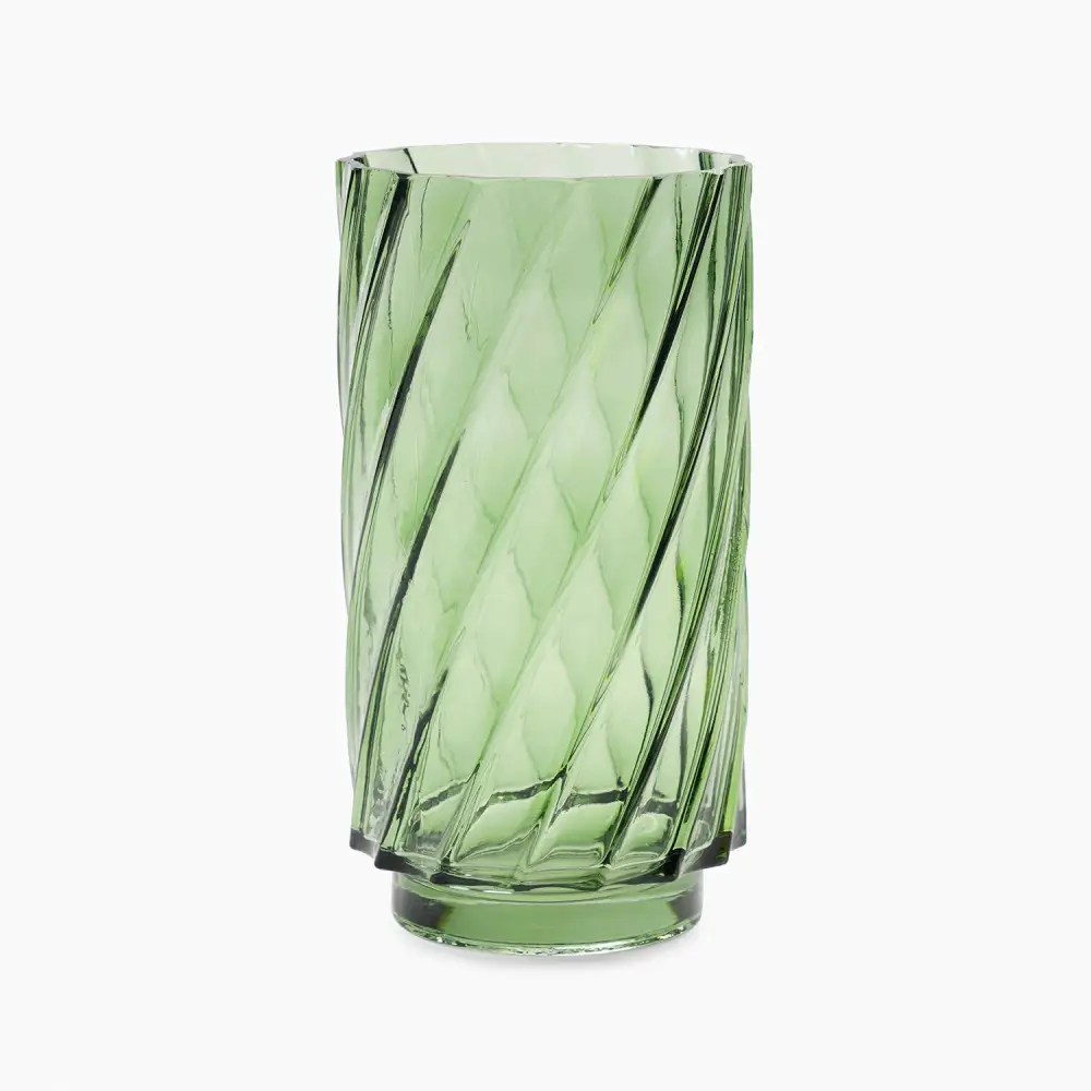 Green Swirl Glass Vase