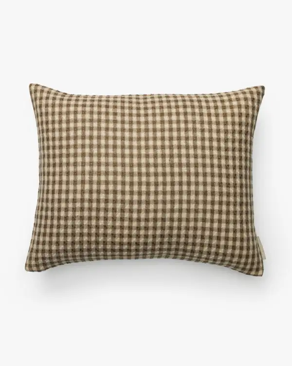 Layered Plaid Linen Pillow Cover