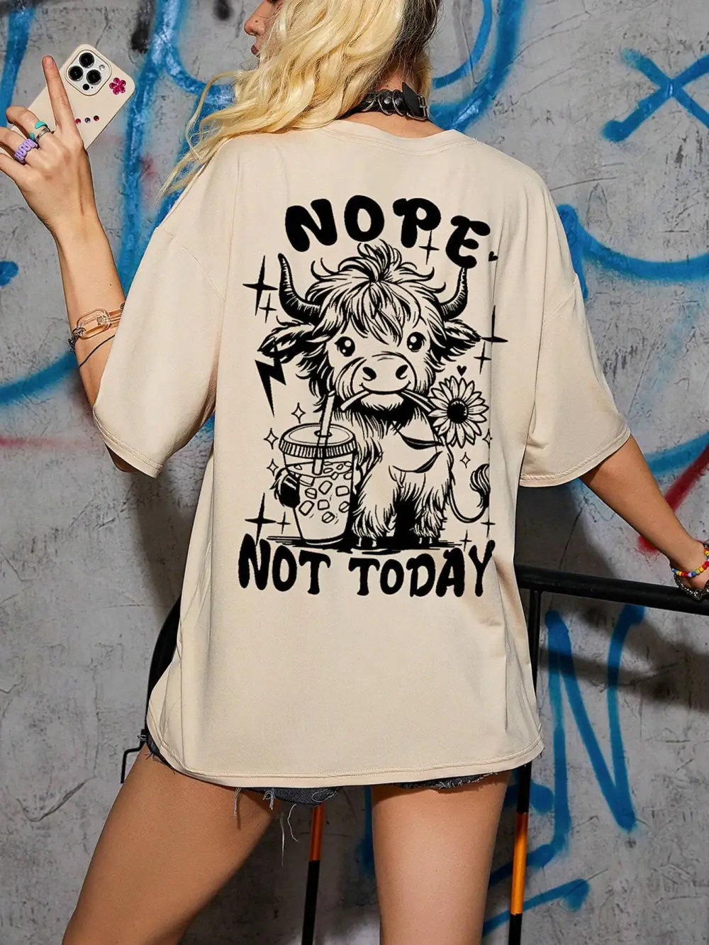 Women Drop Shoulder Relaxed Fit Letter Graphic T-Shirt