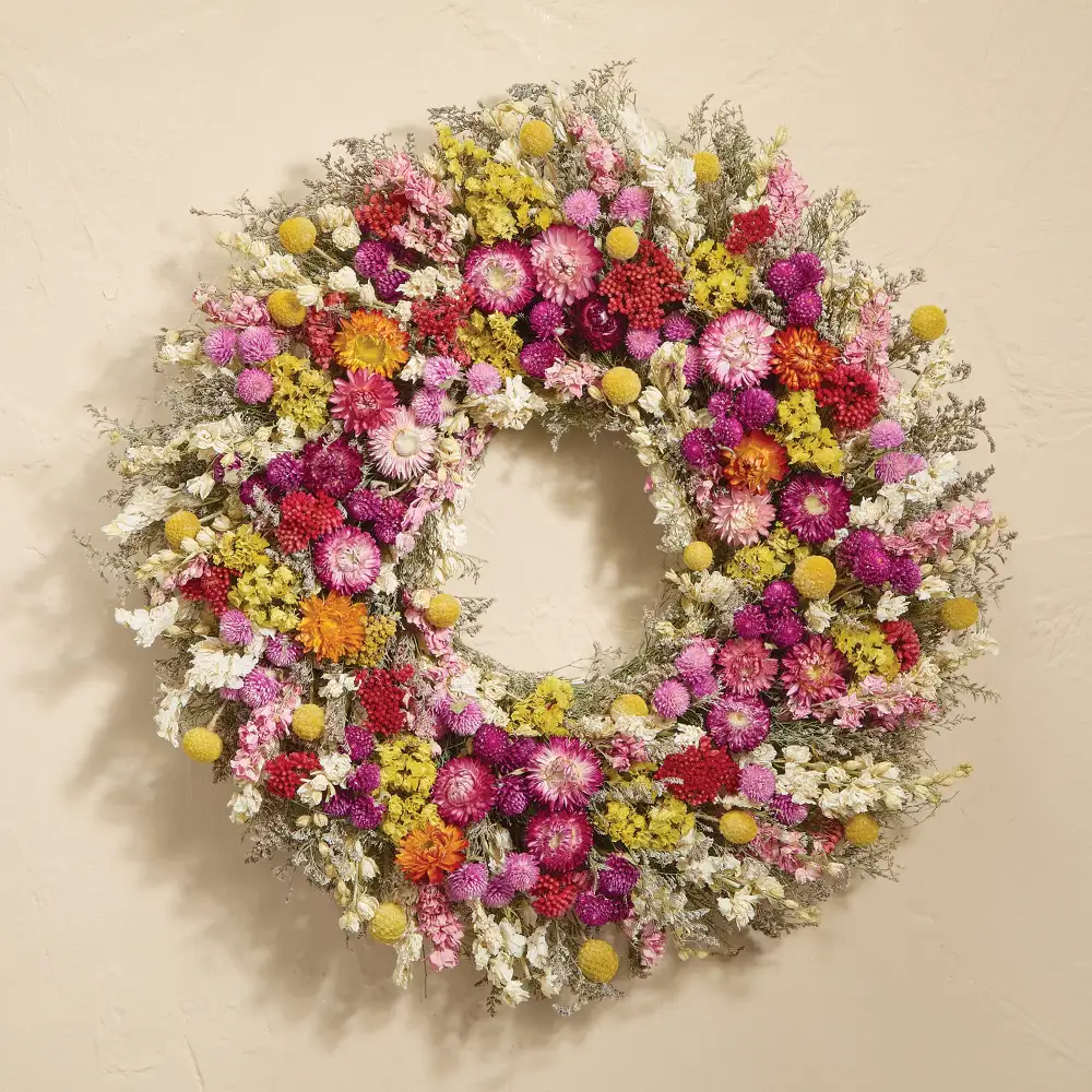 Layered Strawflower Decorative Wreath