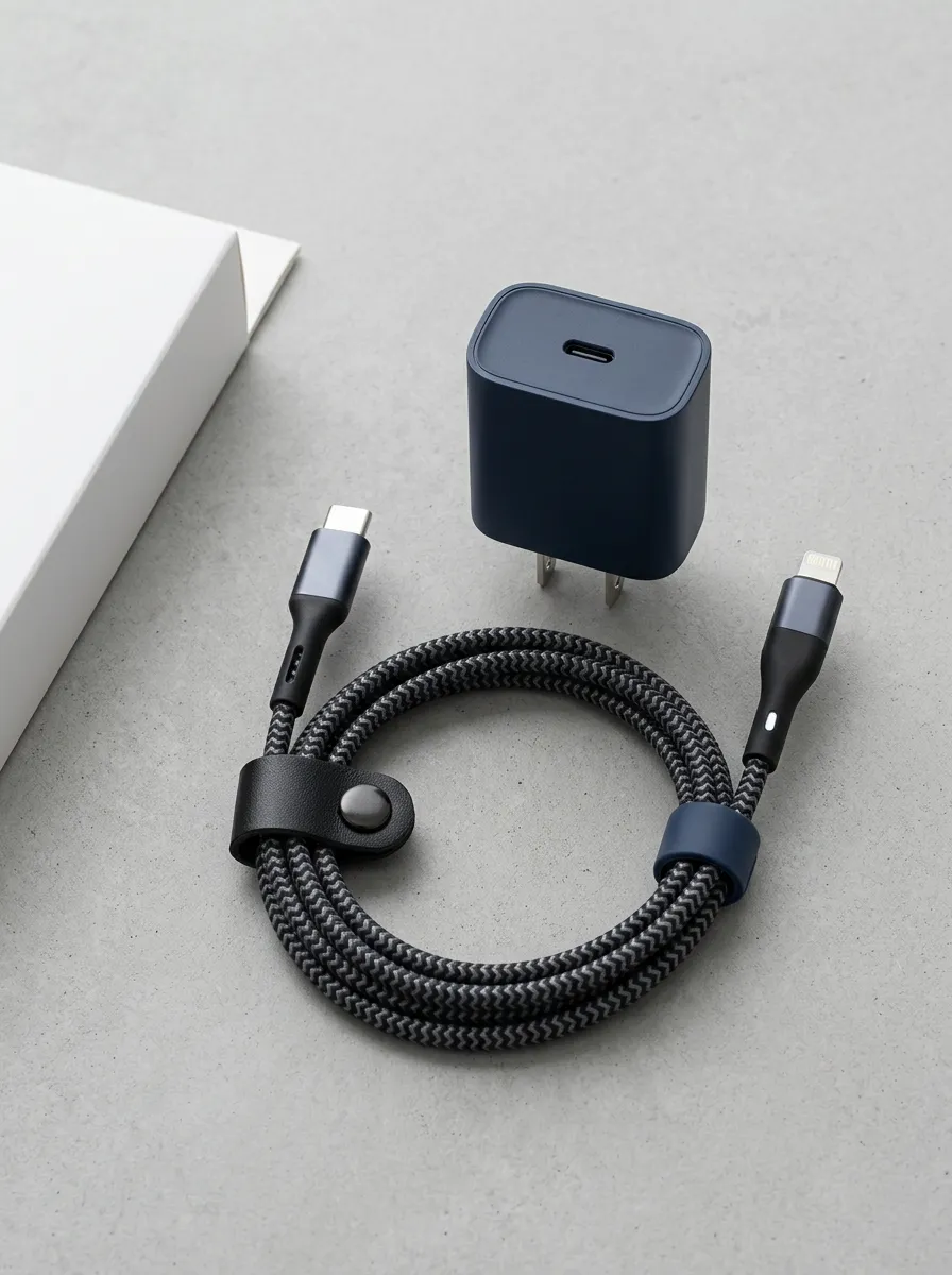Navy Braided Wall Charger and Cable Kit