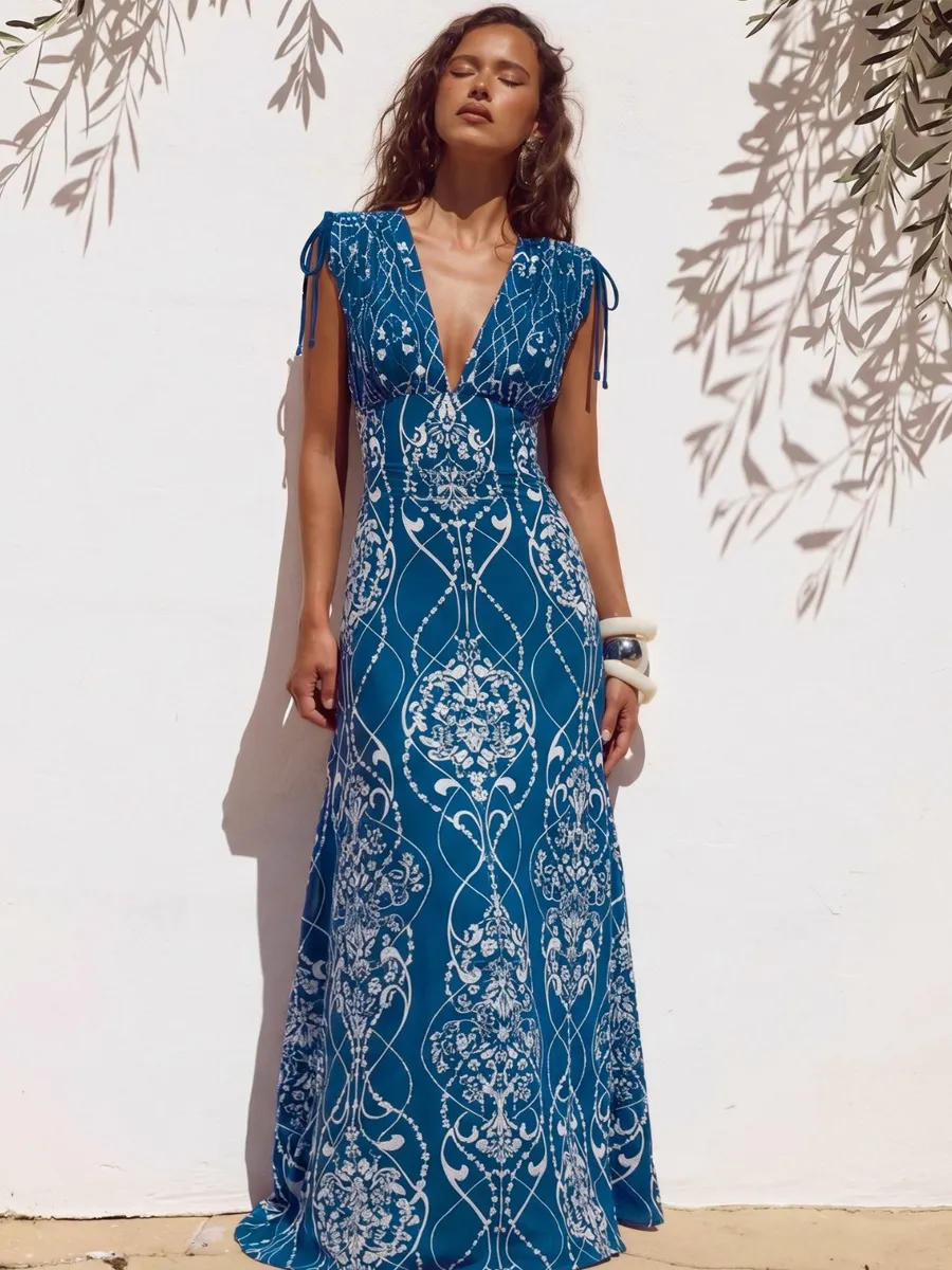 Gabriela Ethnic-Style Printed Swimsuit Set