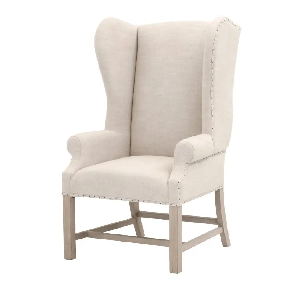French Linen Wingback Accent Chair