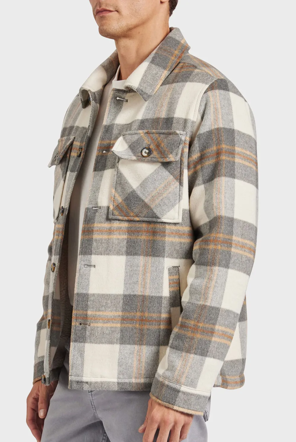 Relaxed Fit Plaid Flannel Button Up Jacket