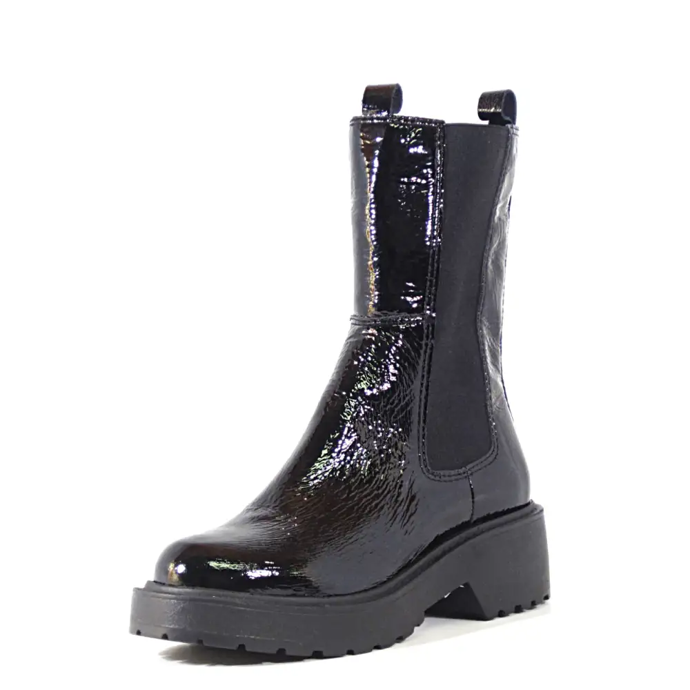 Patent Leather Slip On Ankle Boots