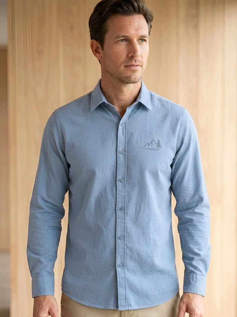 Men's Outdoor Nature Lover Mountain Pine Printed Shirt