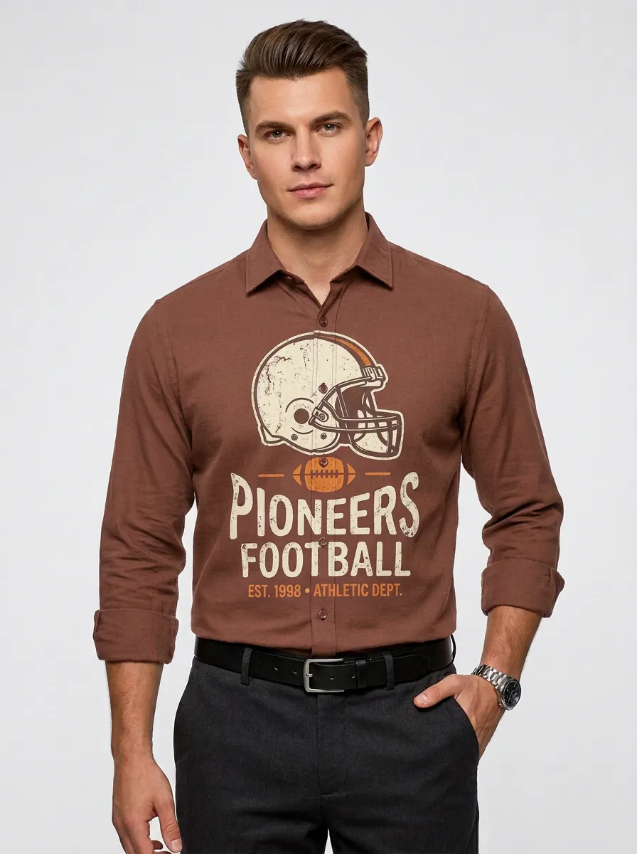 Men's Football Lover Pioneers Helmet Graphic Printed Shirt