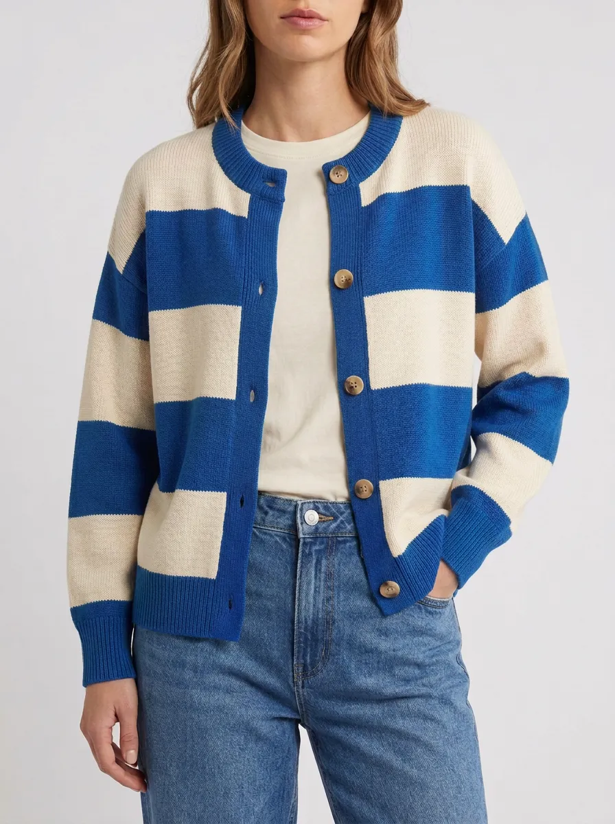 Everyday Cardigan Rugby Striped Knit Cardigan