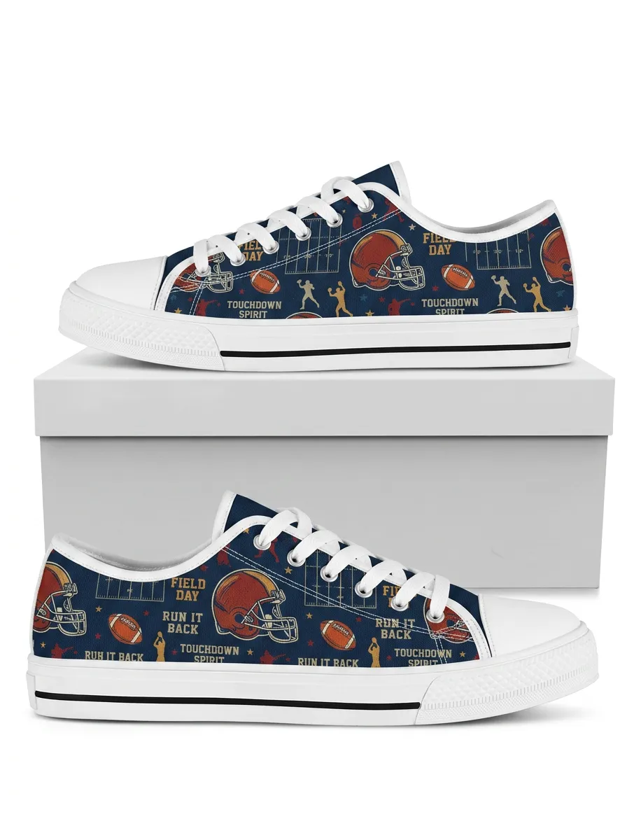 Everyday Unisex American Football Lover Helmet Pattern Printed Sneakers