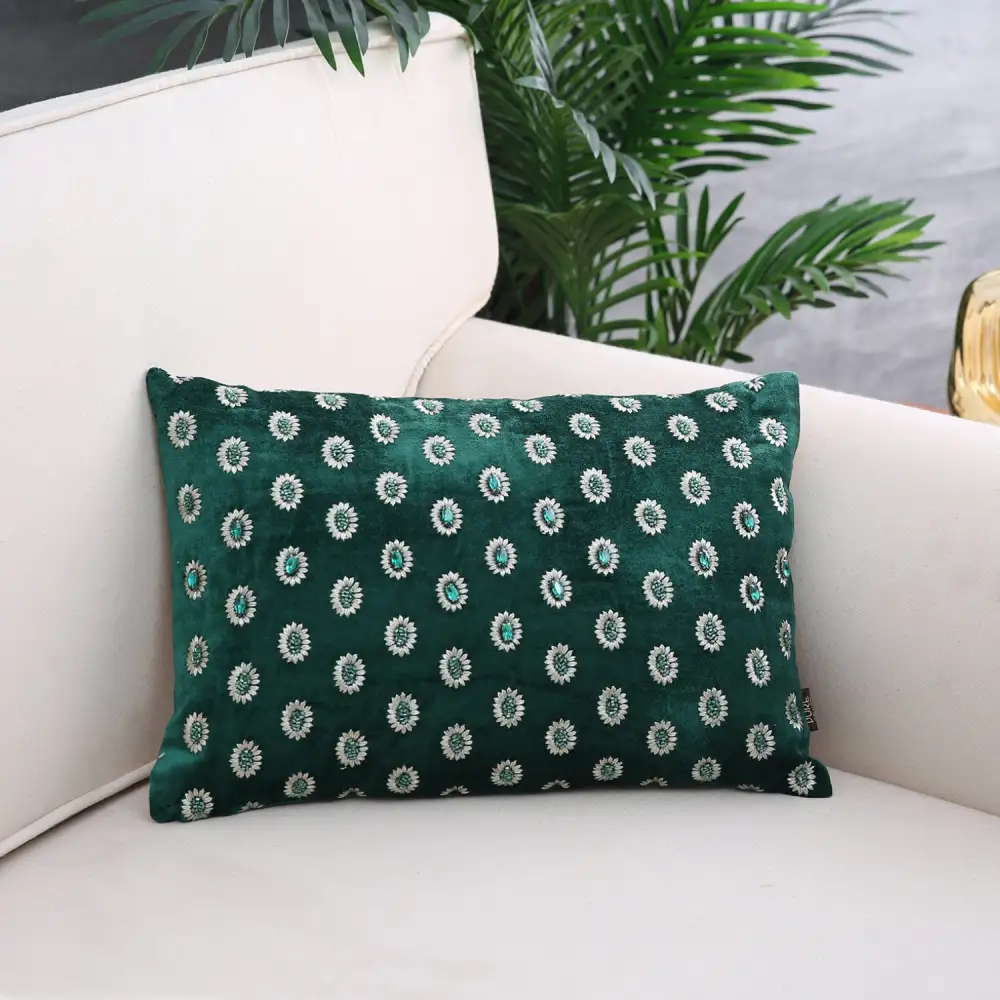 Emerald Accent Rectangular Cushion Cover