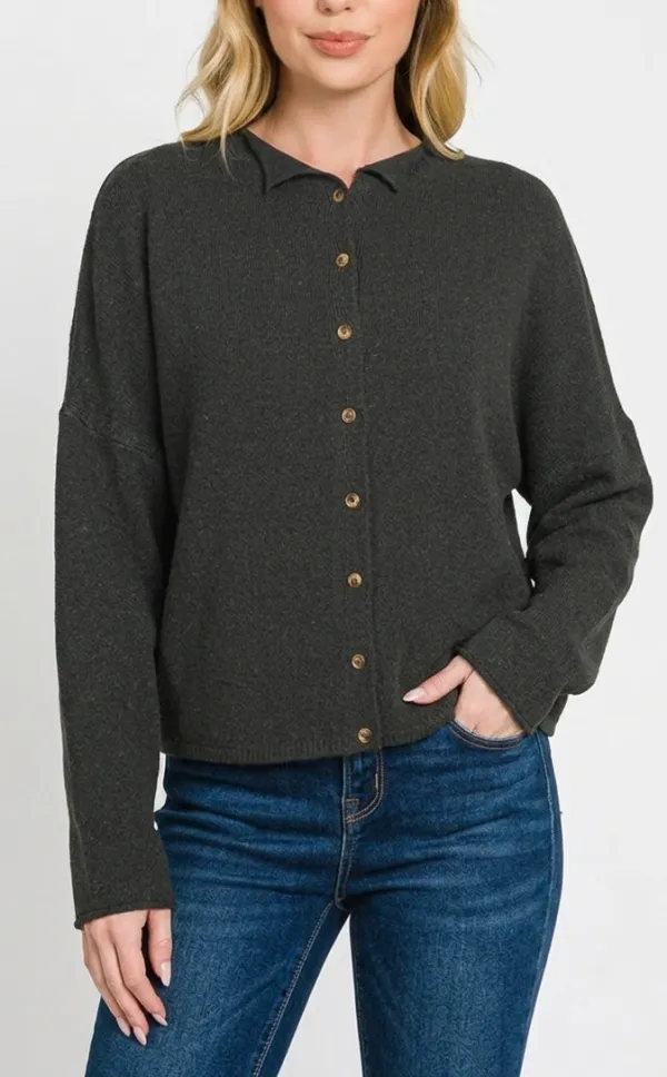 Collared Button Down Cardigan Sweater