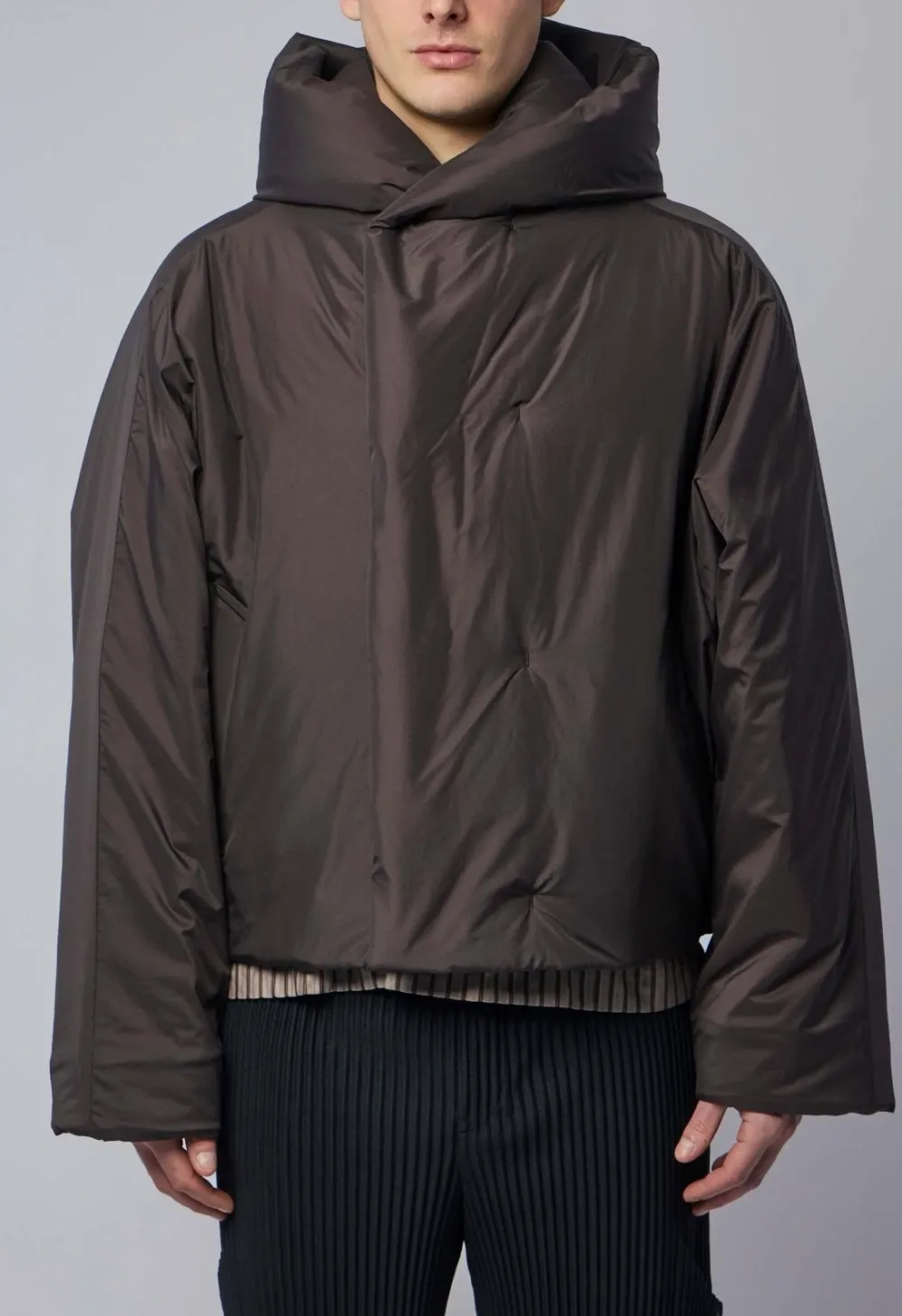 Hooded High-Collar Coat