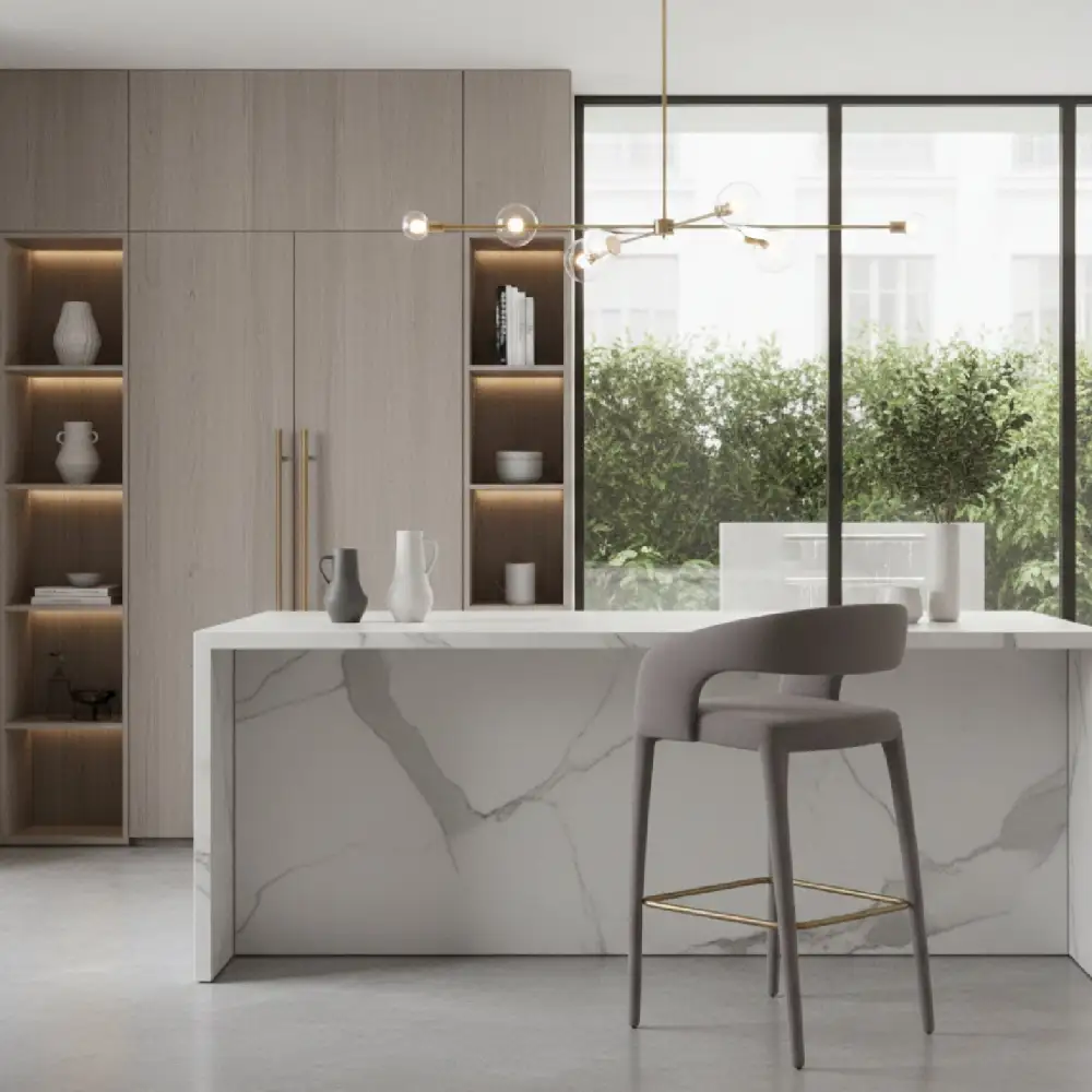 Modern Leather Vegan-Leather Bar Stool