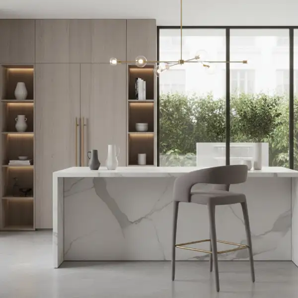 Modern Leather Vegan-Leather Bar Stool