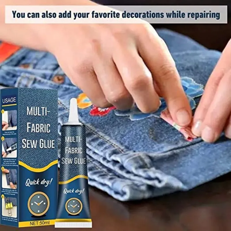 Multi-fabric Sew Glue 50ml Quick Drying Cloth Fabric Repair Glue Liquid | Ultra-Stick Fabric Glue for Clothing