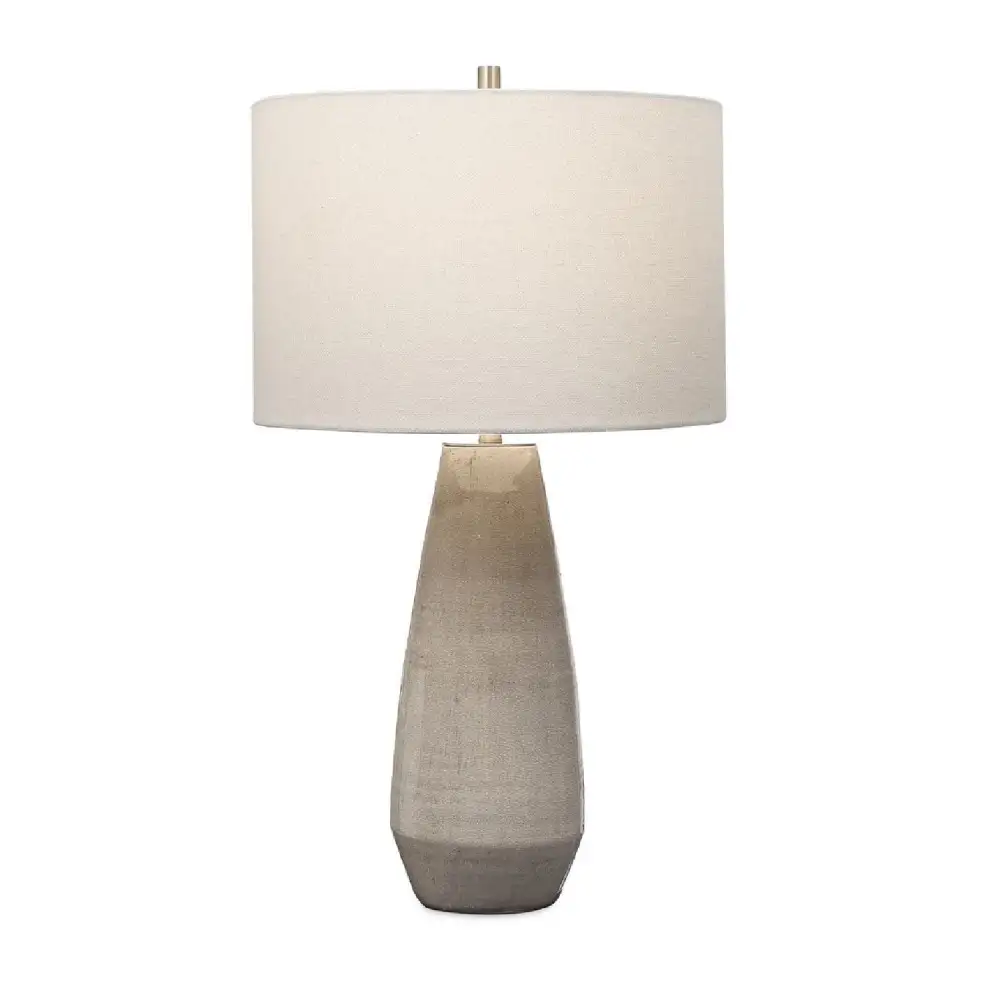Crackle Distressed Drum Shade Ceramic Brass Table Lamp