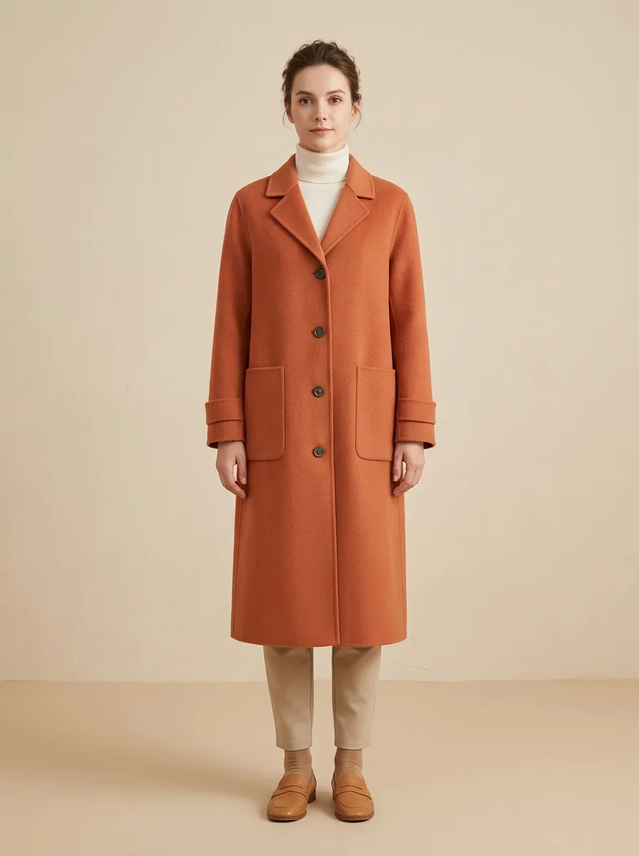 Clean Wool-Blend Outerwear Coat