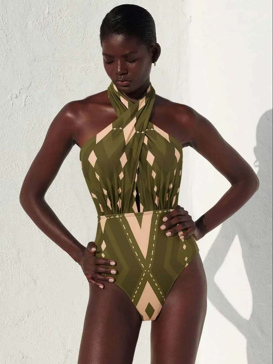 Imelda Geometric Print Swimsuit Set