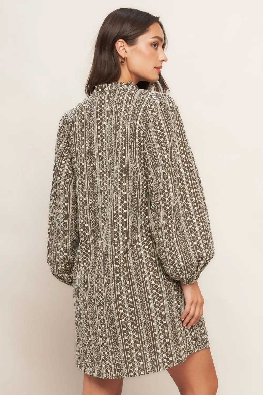 Long-Sleeve Cotton Mini Dress