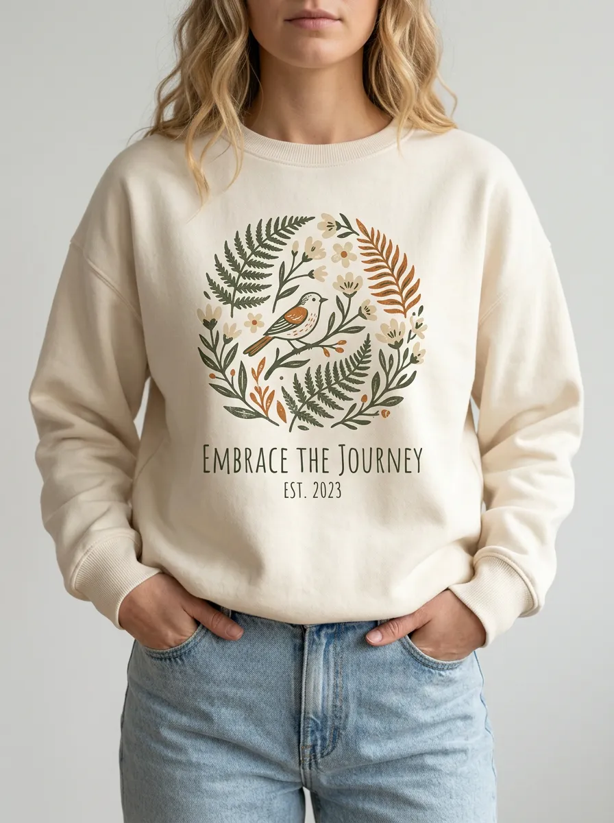 Nature Lover Bird Floral Embrace The Journey Sweatshirt