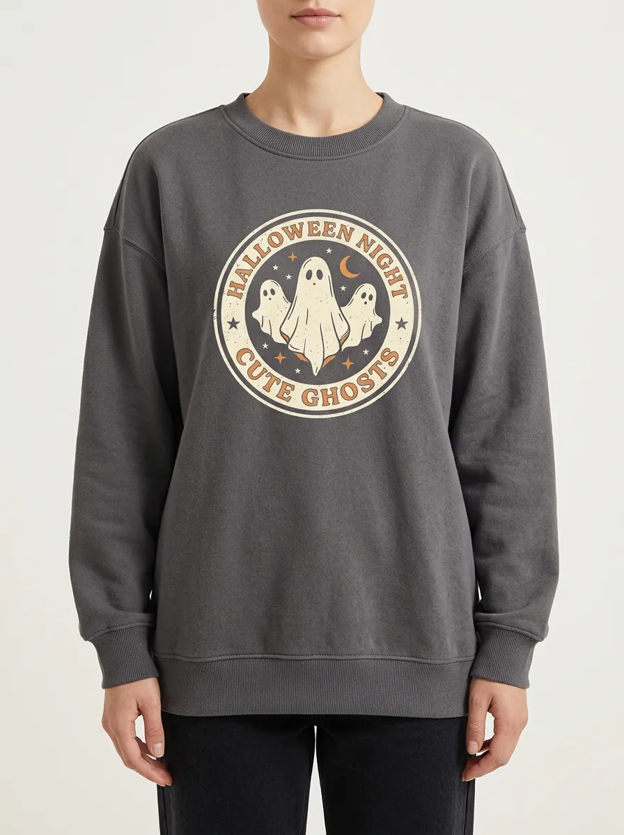 Women's Halloween Night Cute Ghosts Printed Sweatshirt