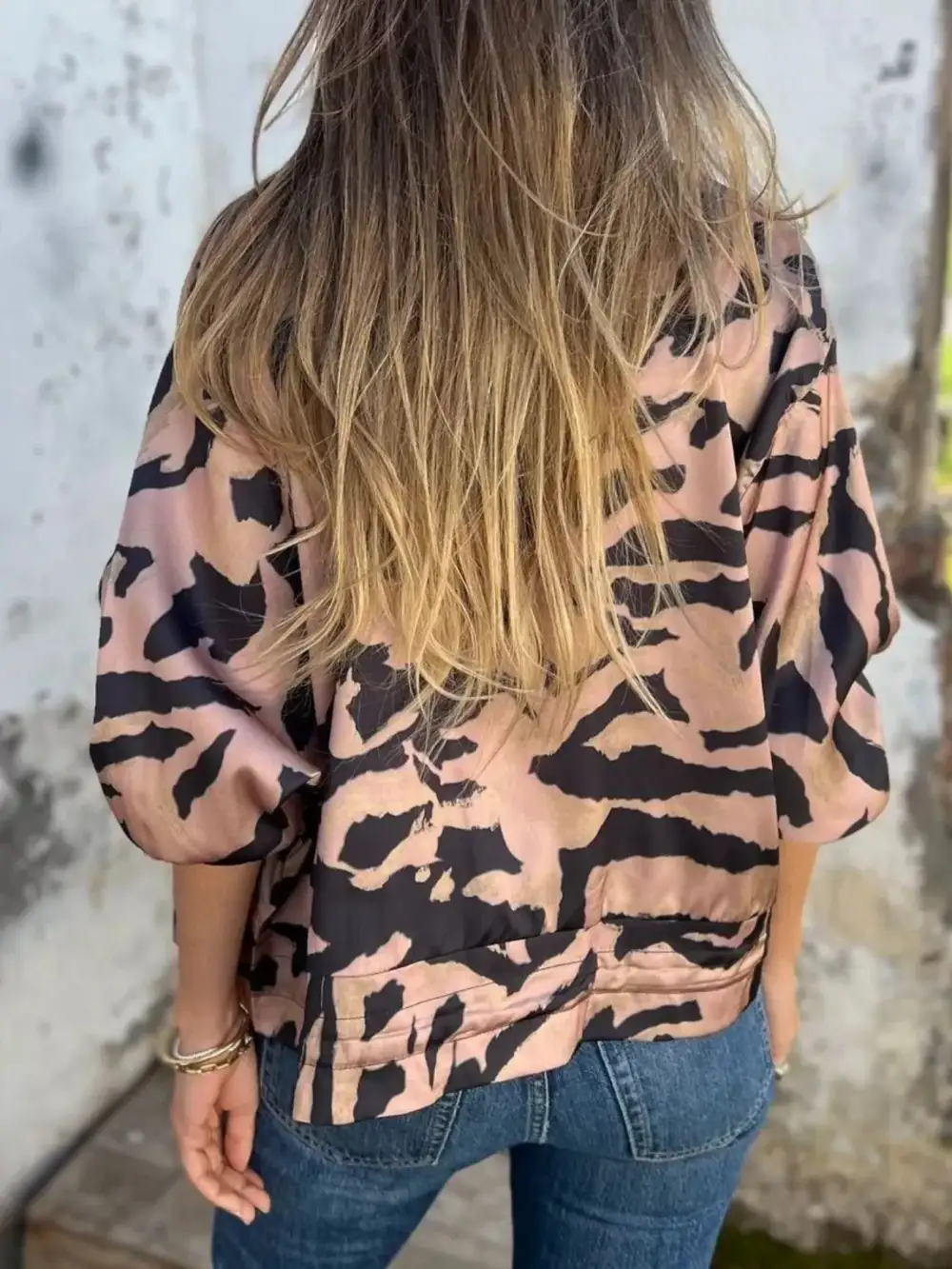 Zip Up Zebra Print Bomber Jacket