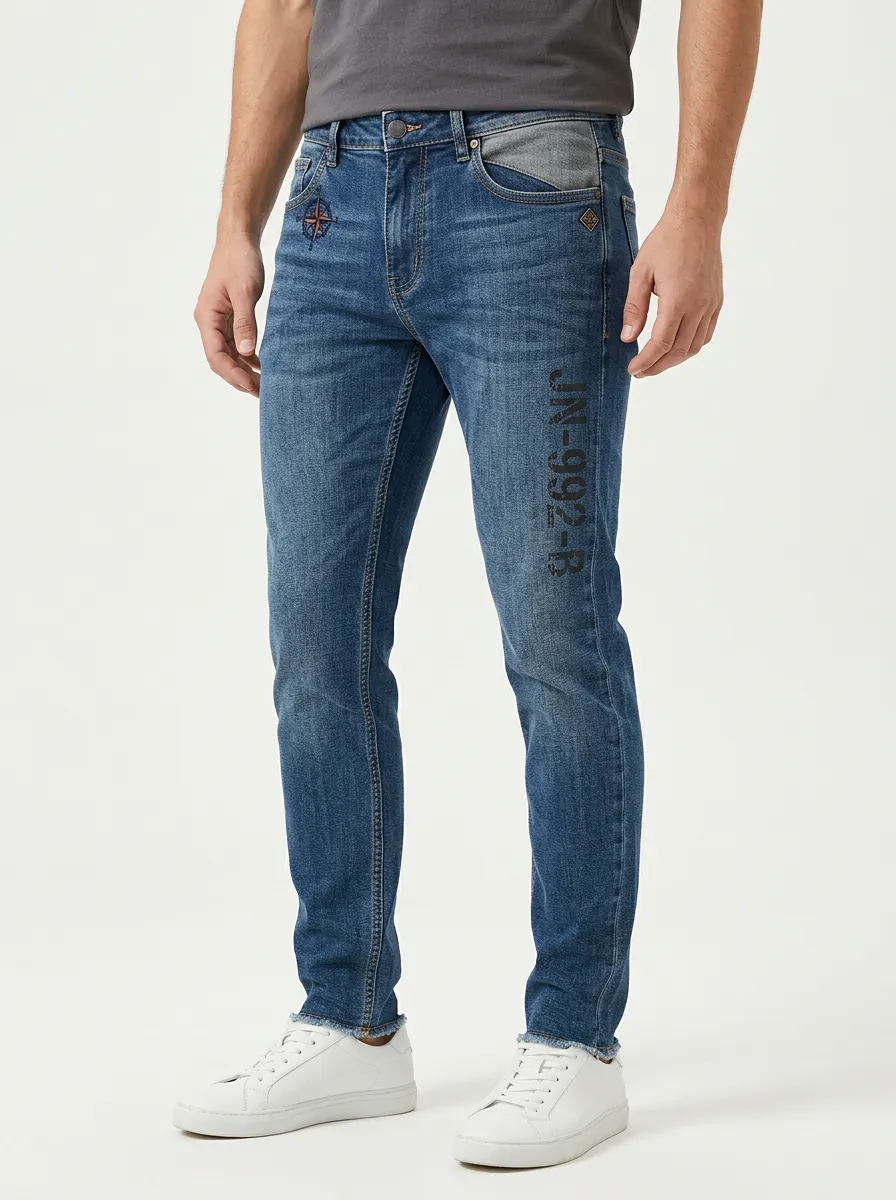 Men's Harbor Compass Graphic Slim-Fit Jeans