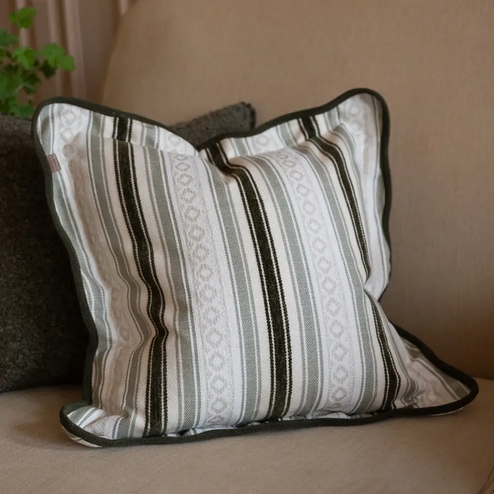 Striped Scalloped-Edge Accent Cushion