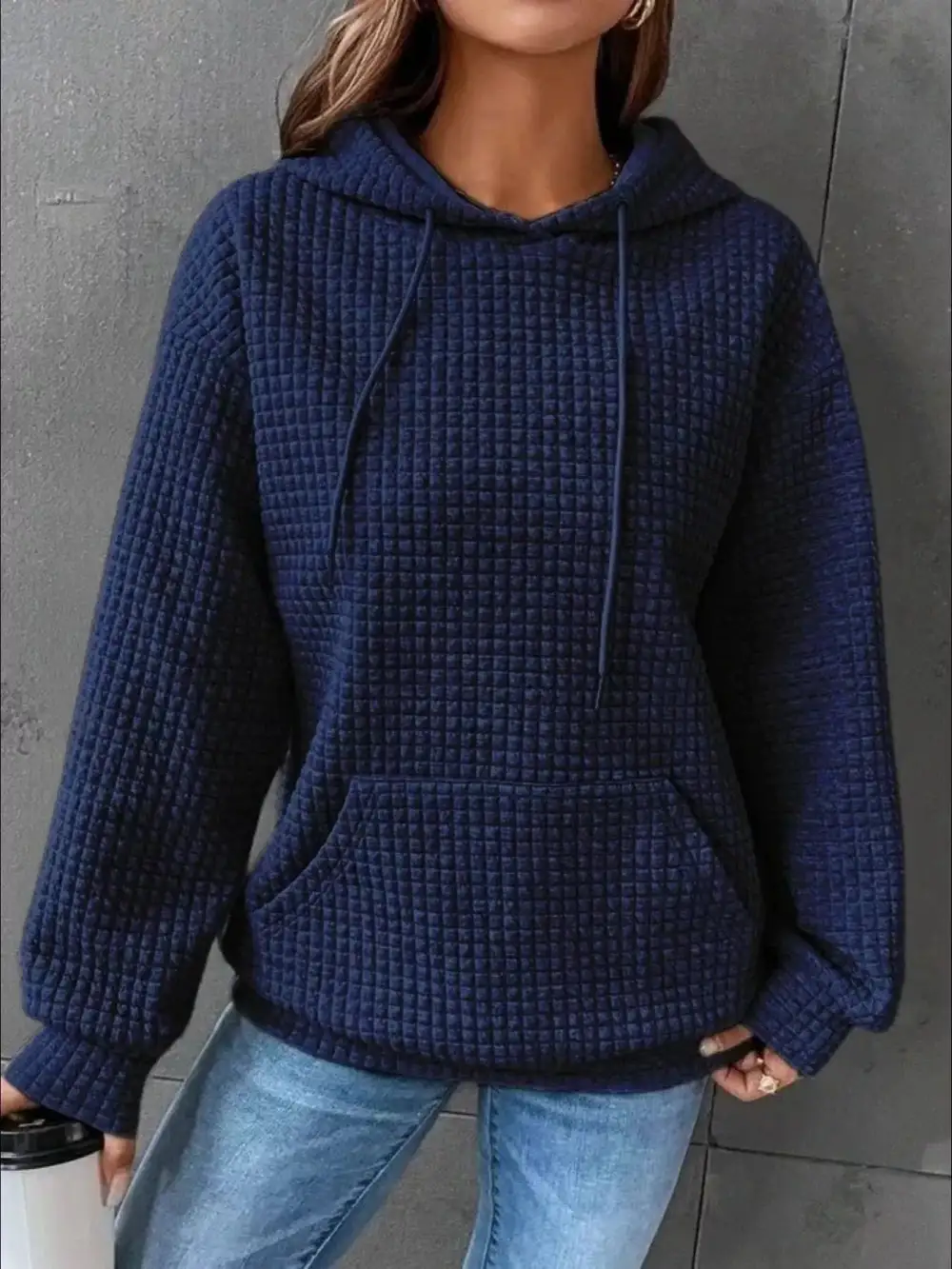 Textured Kangaroo Pocket Hoodie