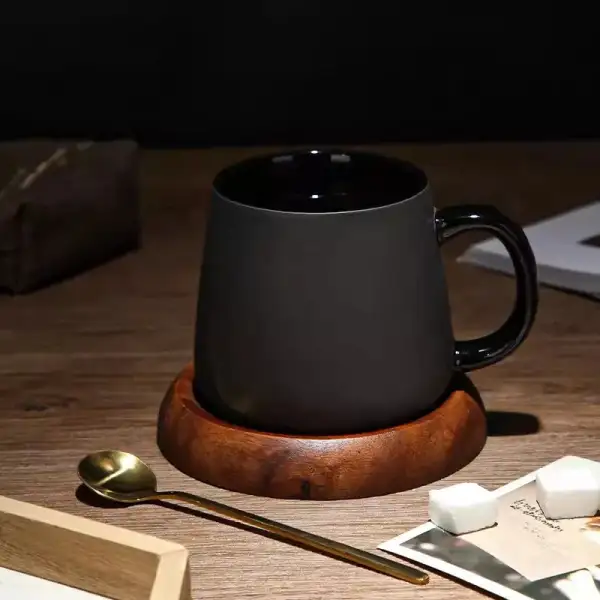 Ceramic Mug Set With Spoon And Wood Coaster